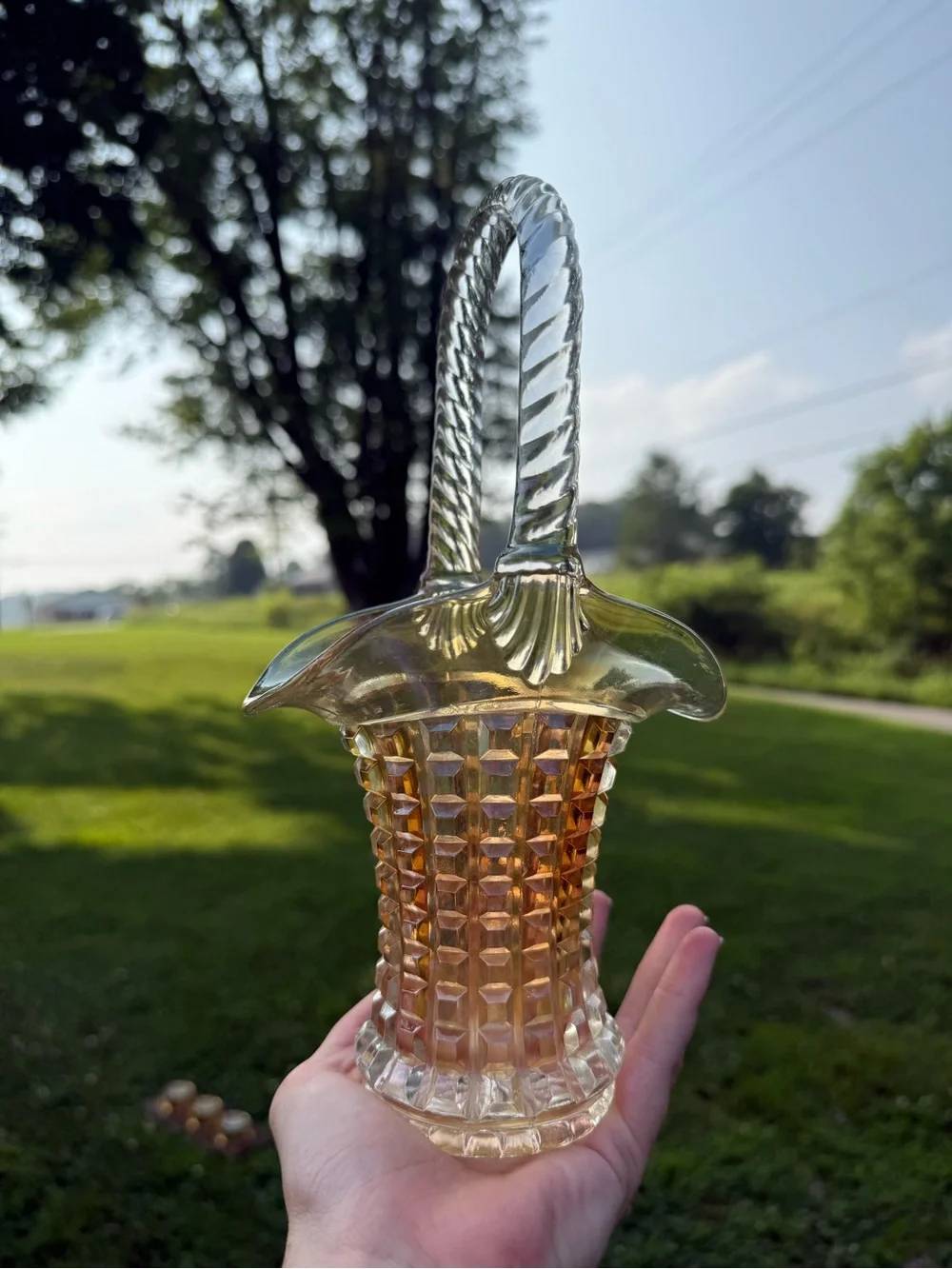 vintage Imperial Glass basket in the 